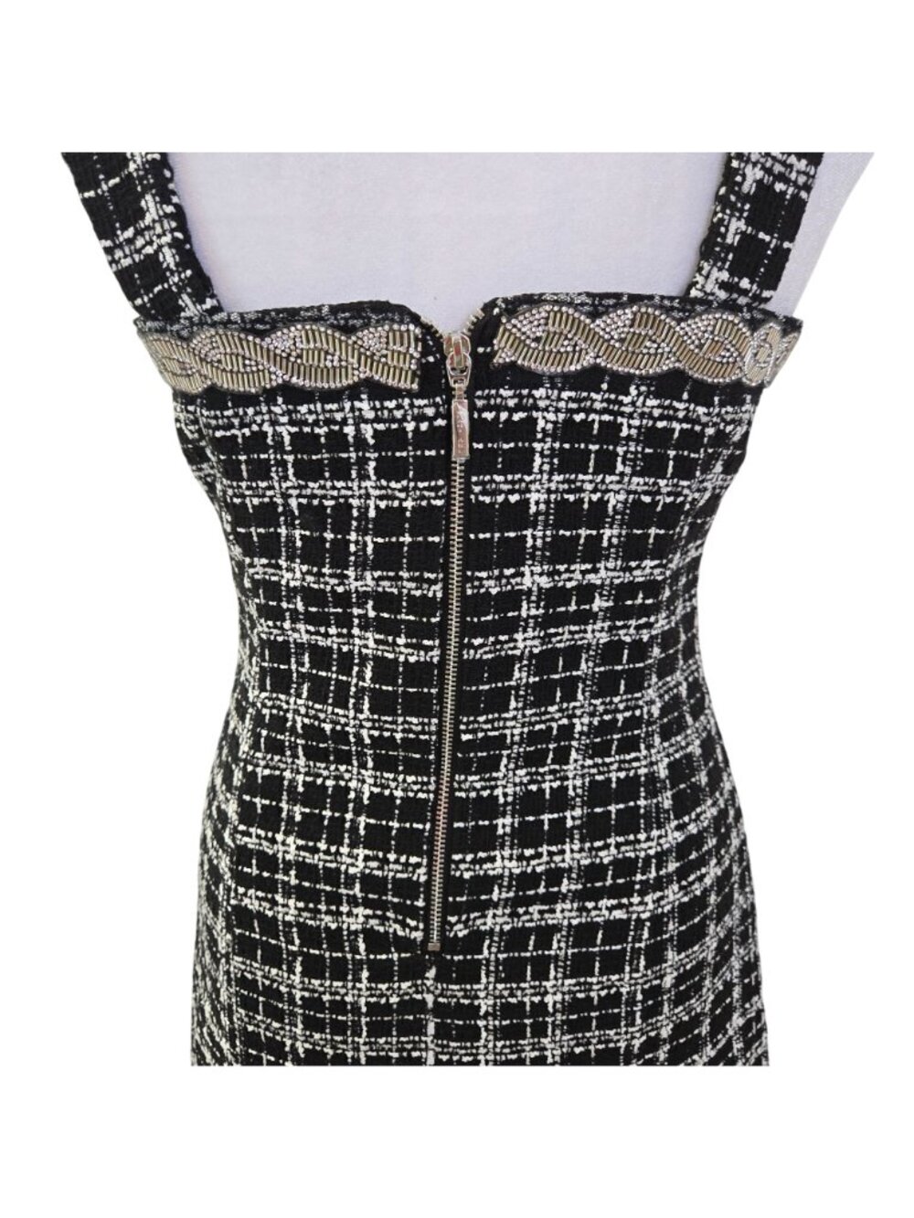 NWT Tahari ASL Boucle Tweed Mini Dress with Rhinestones Size 2 Petite - Picture 6 of 7